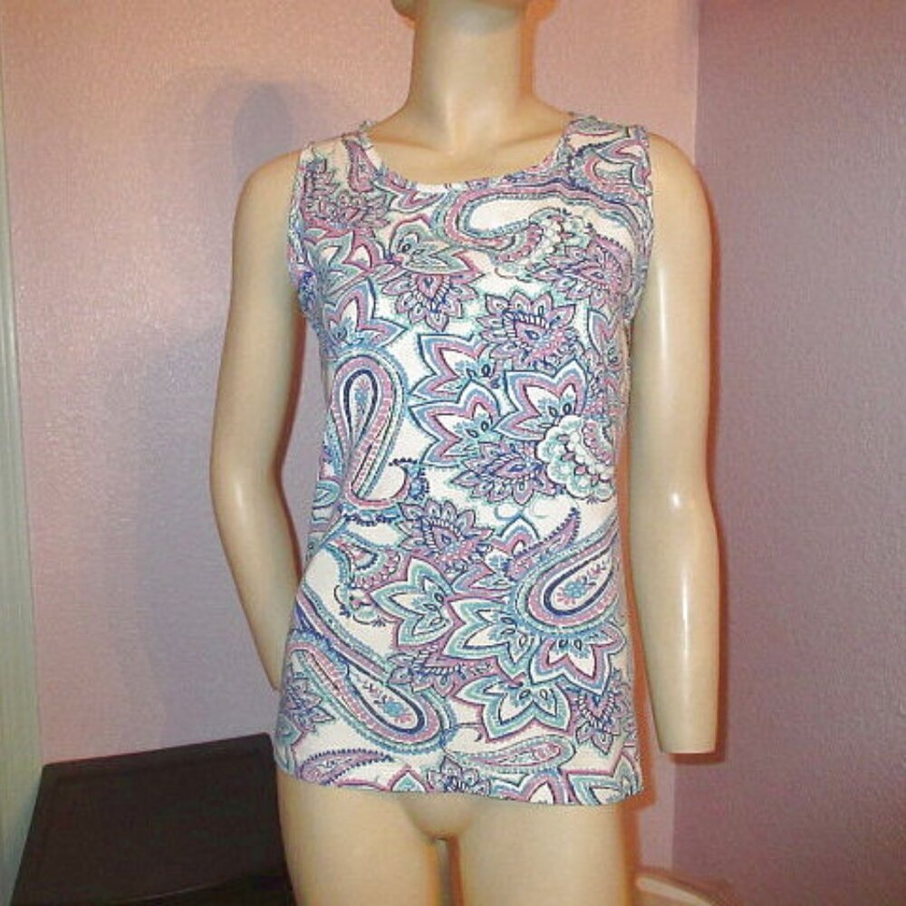 Coolibar Morada Tank Top Womens S UPF 50 Soft Lightweight Paisley Beach Golf EUC